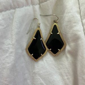 Kendra Scott -Alex gold drop earrings in black opaque glass